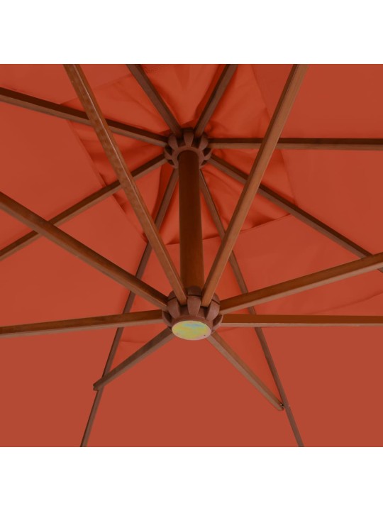 Dārza saulessargs ar koka kātu, 400x300 cm, sarkanbrūns
