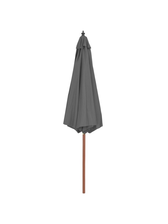 Dārza saulessargs ar koka kātu, 300 cm, antracītpelēks