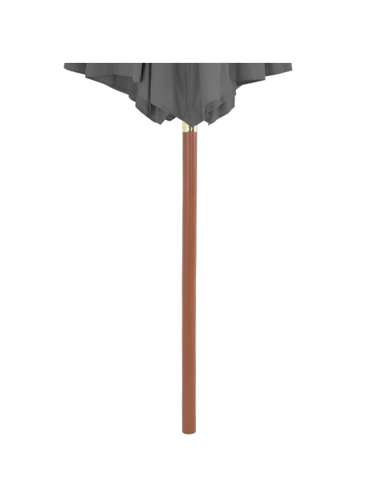 Dārza saulessargs ar koka kātu, 300 cm, antracītpelēks