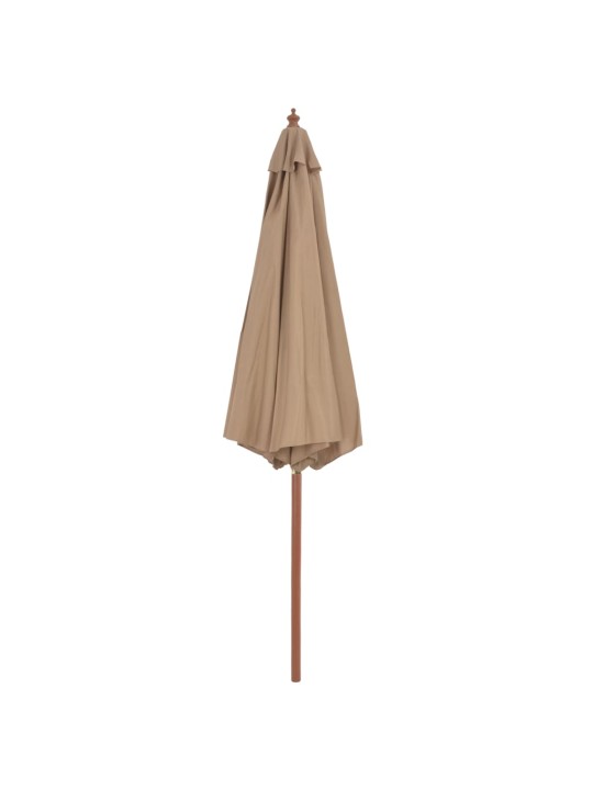 Dārza saulessargs ar koka kātu, 300 cm, pelēkbrūns