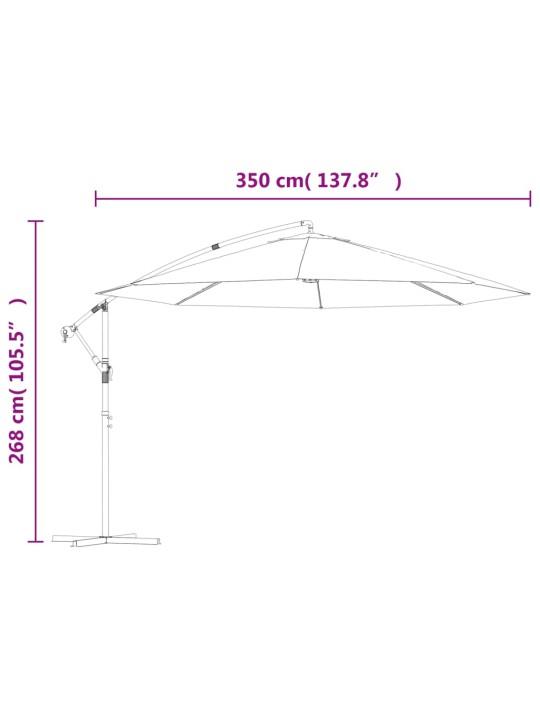 Saulessargs ar alumīnija kātu, 350 cm, antracītpelēks