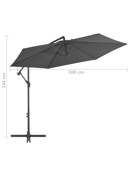 Saulessargs ar alumīnija kātu, 300 cm, antracītpelēks