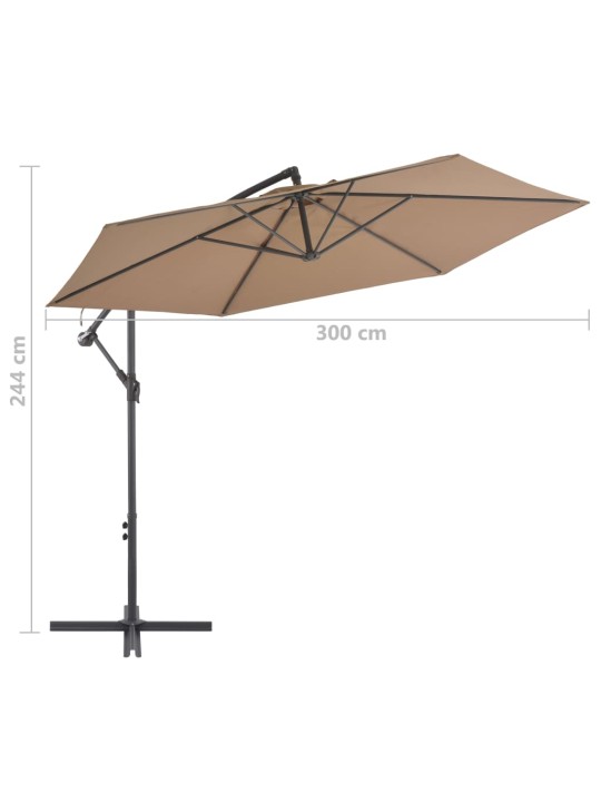 Saulessargs ar alumīnija kātu, 300 cm, pelēkbrūns