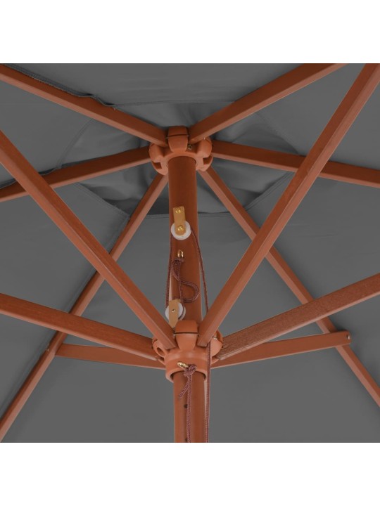Dārza saulessargs ar koka kātu, 270 cm, antracītpelēks