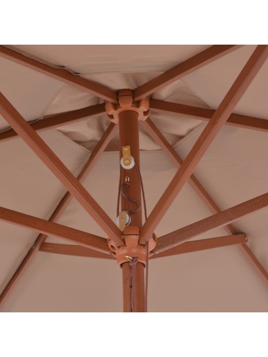 Dārza saulessargs ar koka kātu, 270 cm, pelēkbrūns