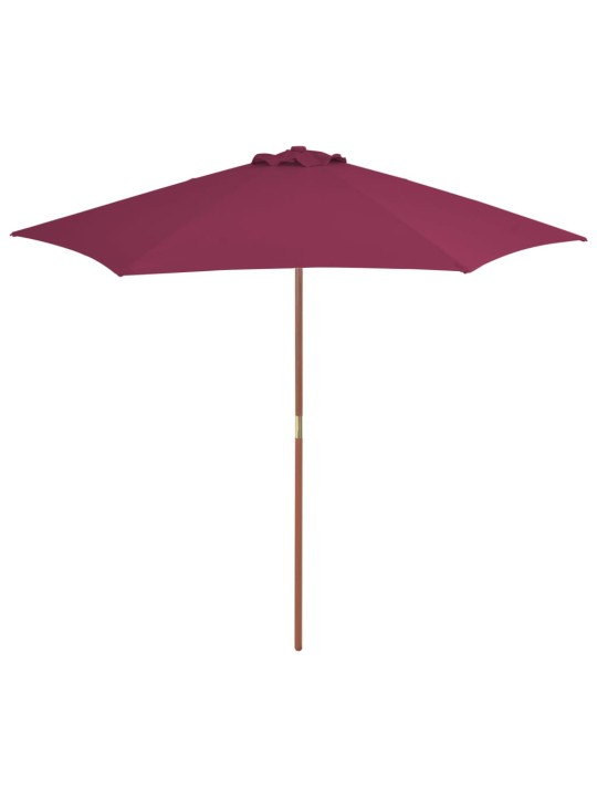 Dārza saulessargs ar koka kātu, 270 cm, bordo sarkans