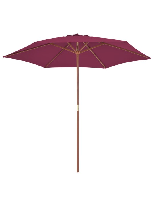Dārza saulessargs ar koka kātu, 270 cm, bordo sarkans