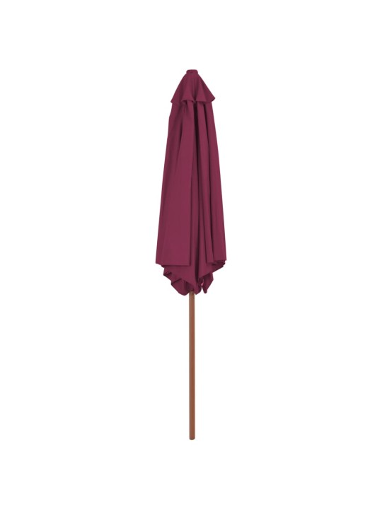 Dārza saulessargs ar koka kātu, 270 cm, bordo sarkans