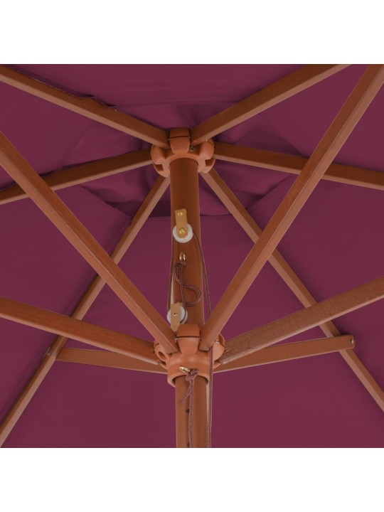 Dārza saulessargs ar koka kātu, 270 cm, bordo sarkans