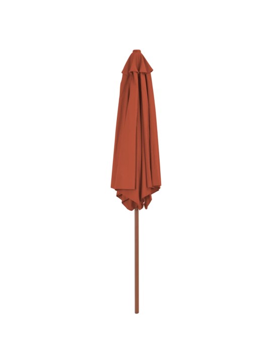 Dārza saulessargs ar koka kātu, 270 cm, sarkanbrūns
