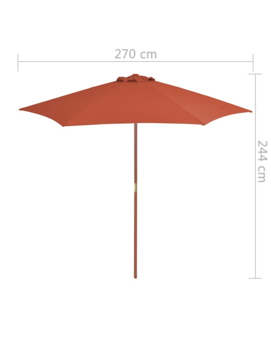 Dārza saulessargs ar koka kātu, 270 cm, sarkanbrūns