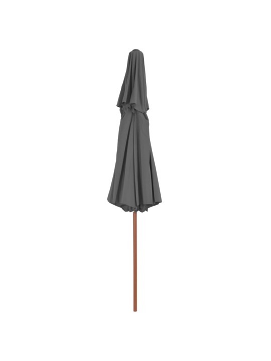 Saulessargs ar dubultu jumtu, antracītpelēks, 270 cm, koka kāts