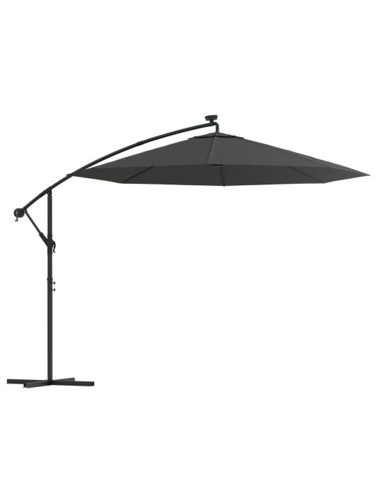 Saulessargs ar led gaismām un tērauda kātu, 300 cm, pelēks