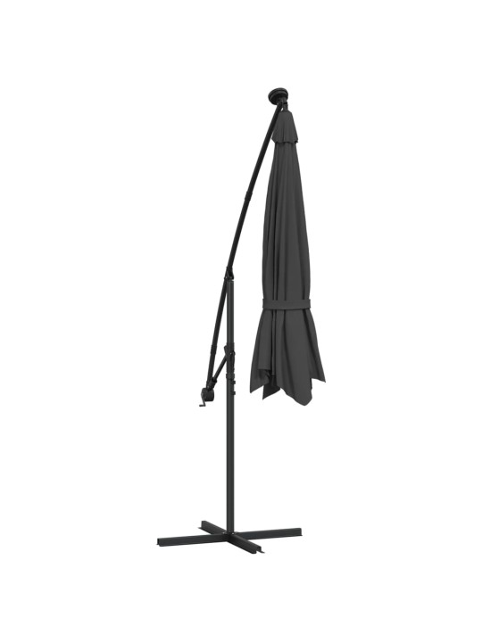 Saulessargs ar led gaismām un tērauda kātu, 300 cm, pelēks