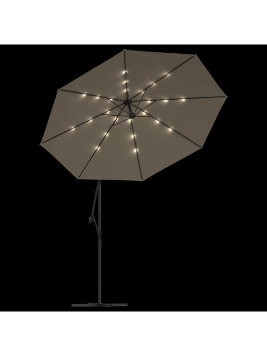 Saulessargs ar led gaismām un tērauda kātu, 300 cm, pelēkbrūns