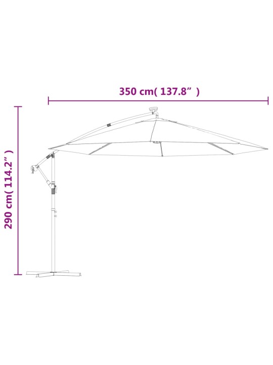 Saulessargs ar led gaismām un metāla kātu, 350 cm, zaļš