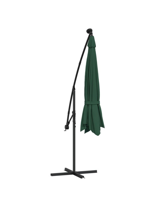 Saulessargs ar led gaismām un metāla kātu, 350 cm, zaļš