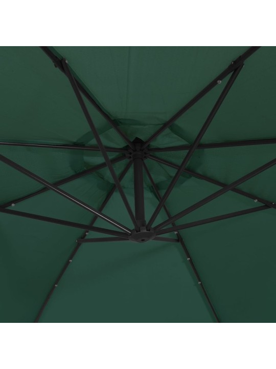 Saulessargs ar led gaismām un metāla kātu, 350 cm, zaļš