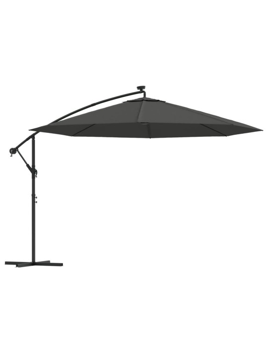 Saulessargs ar led gaismām un metāla kātu, 350 cm, pelēks
