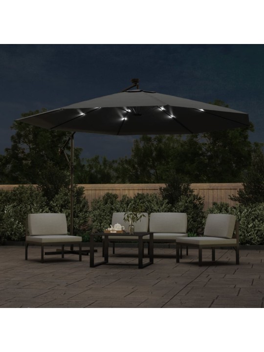 Saulessargs ar led gaismām un metāla kātu, 350 cm, pelēks