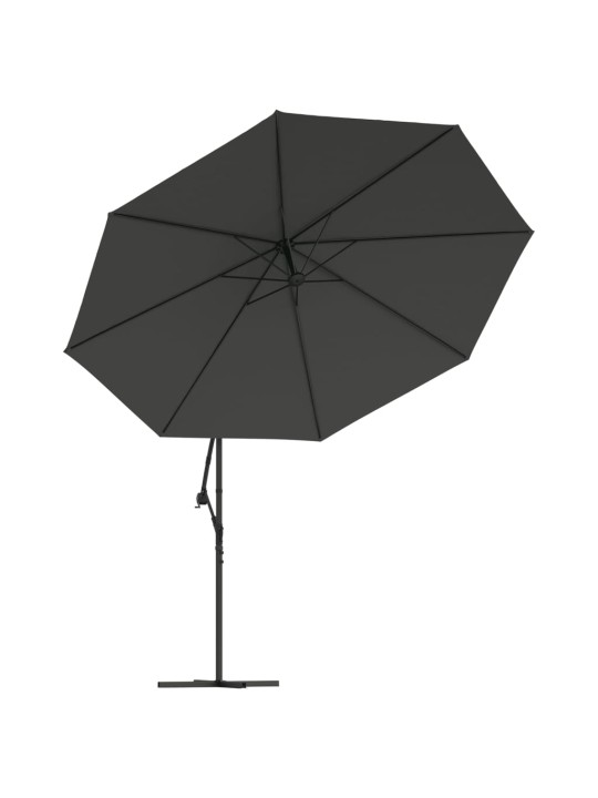 Saulessargs ar led gaismām un metāla kātu, 350 cm, pelēks