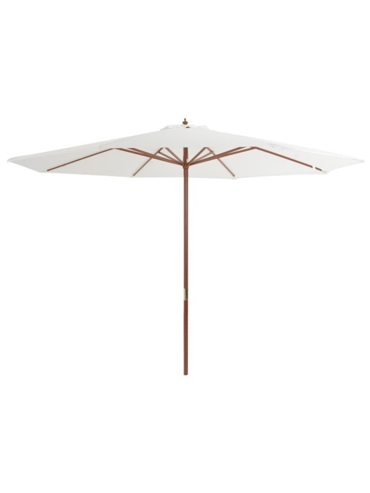 Dārza saulessargs ar koka kātu, 350 cm, smilšu balts