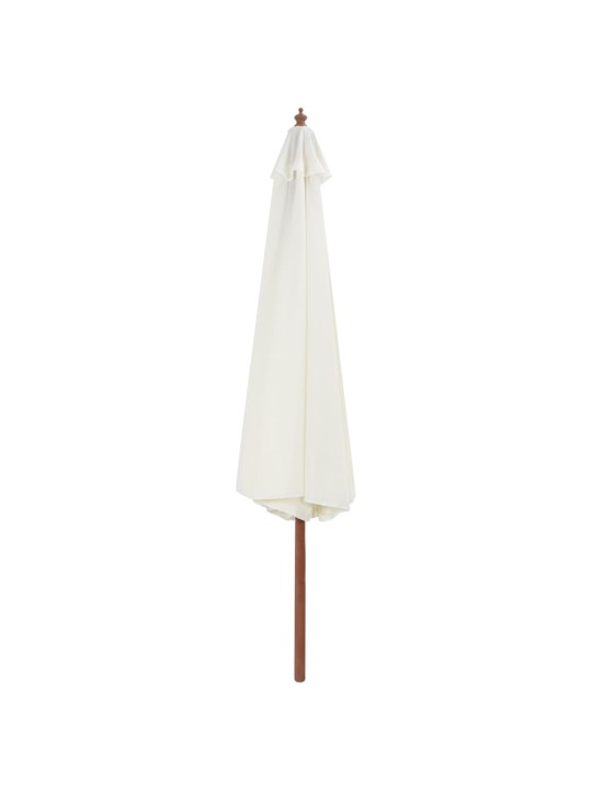Dārza saulessargs ar koka kātu, 350 cm, smilšu balts