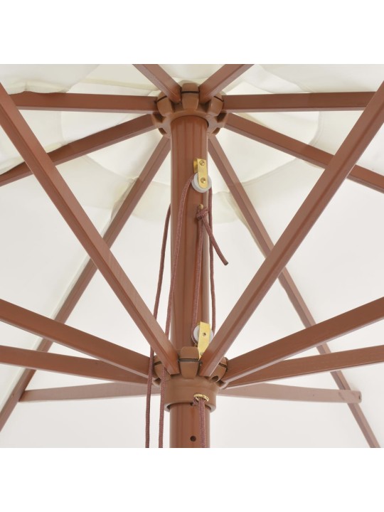 Dārza saulessargs ar koka kātu, 350 cm, smilšu balts
