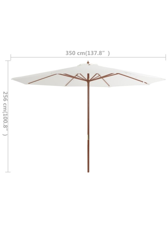 Dārza saulessargs ar koka kātu, 350 cm, smilšu balts