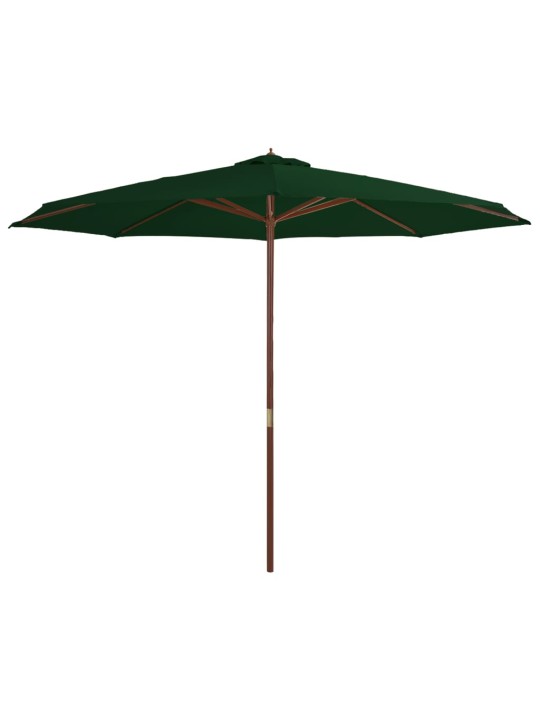 Dārza saulessargs ar koka kātu, 350 cm, zaļš