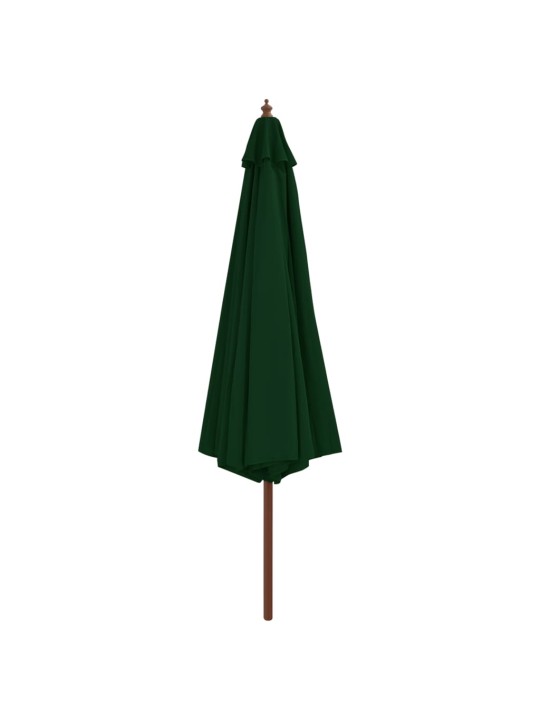 Dārza saulessargs ar koka kātu, 350 cm, zaļš