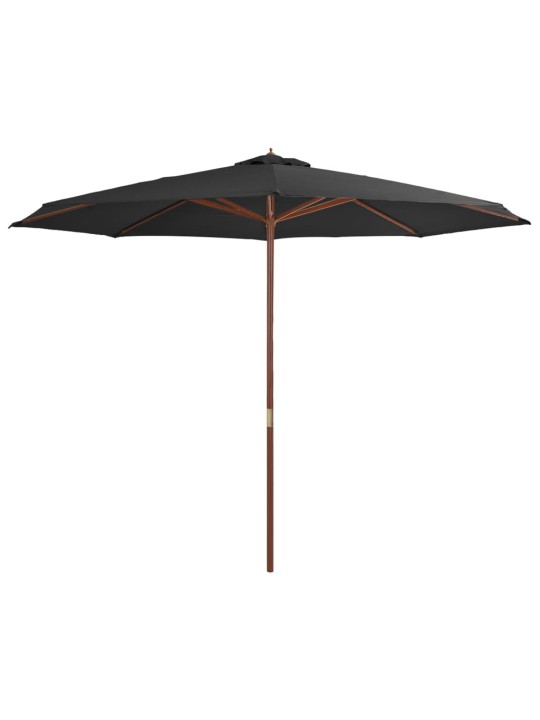 Dārza saulessargs ar koka kātu, 350 cm, antracītpelēks
