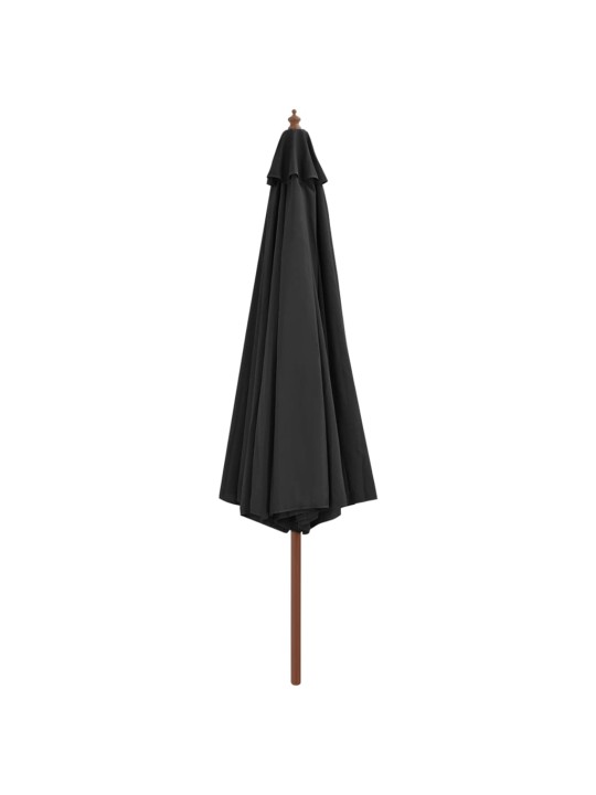 Dārza saulessargs ar koka kātu, 350 cm, antracītpelēks