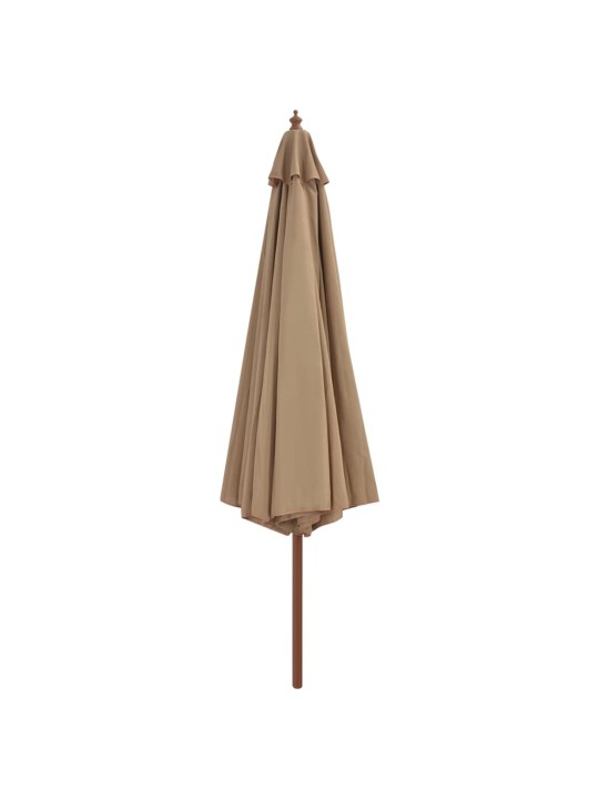Dārza saulessargs ar koka kātu, 350 cm, pelēkbrūns