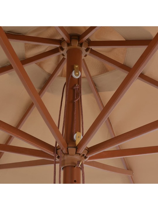 Dārza saulessargs ar koka kātu, 350 cm, pelēkbrūns