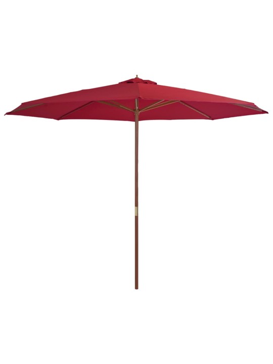 Dārza saulessargs ar koka kātu, 350 cm, vīnsarkans