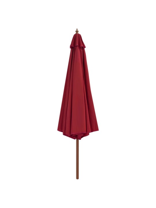 Dārza saulessargs ar koka kātu, 350 cm, vīnsarkans