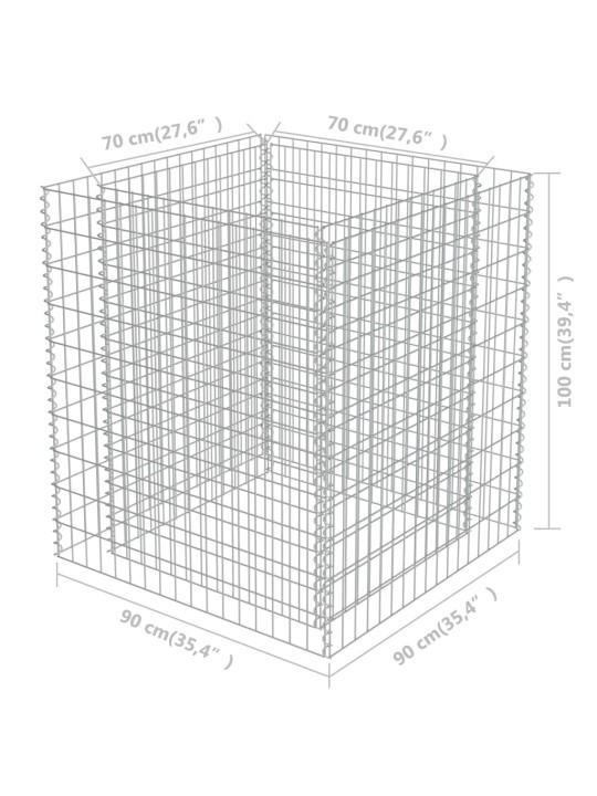 Gabions, augstā puķu kaste, cinkots tērauds, 90x90x100 cm