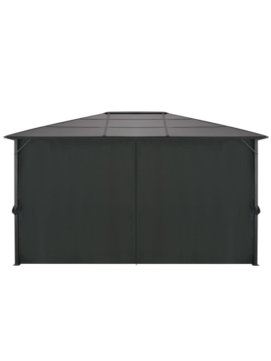Dārza nojume ar aizkariem, alumīnijs, 4x3x2,6 m, melna