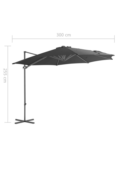 Saulessargs ar tērauda kātu, 300 cm, antracītpelēks