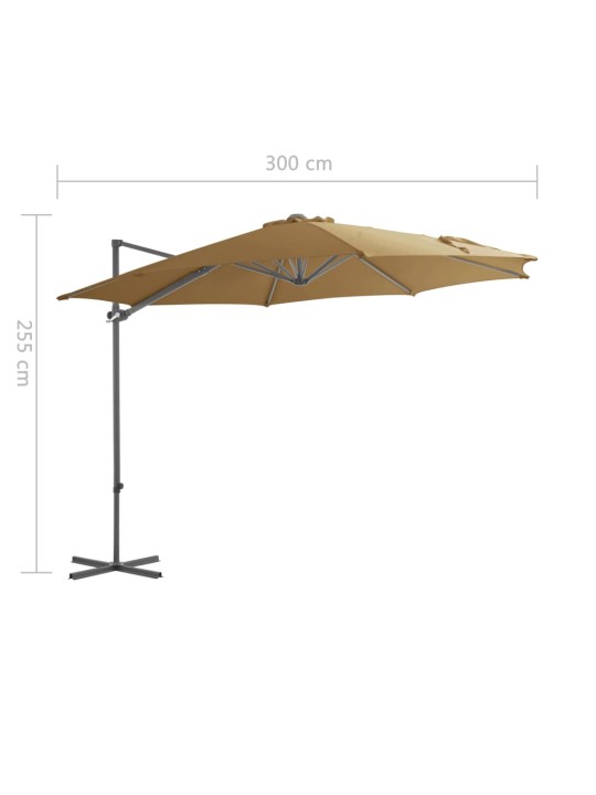 Saulessargs ar tērauda kātu, 300 cm, pelēkbrūns