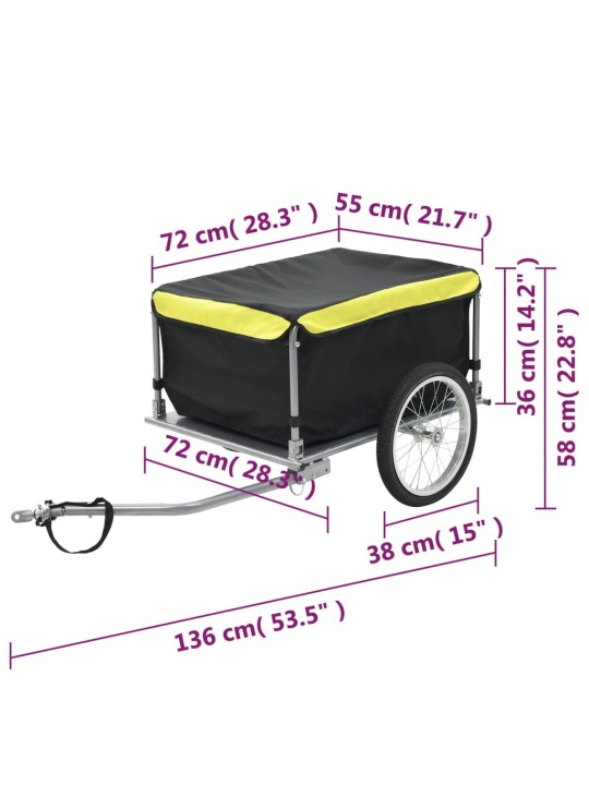 Velosipēda piekabe, 65 kg, melna ar dzeltenu