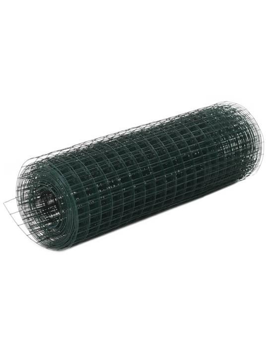Stiepļu žogs, tērauds ar pvc pārklājumu, 25x0,5 m, zaļš