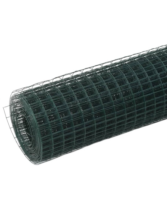 Stiepļu žogs, tērauds ar pvc pārklājumu, 25x1,5 m, zaļš