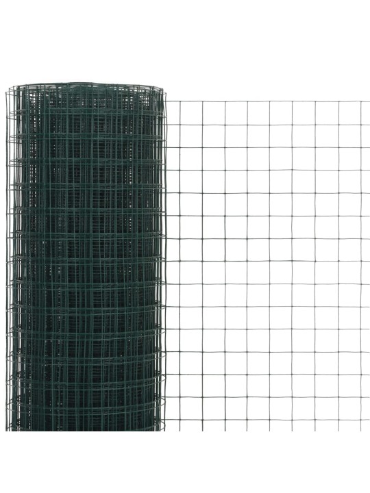 Stiepļu žogs, tērauds ar pvc pārklājumu, 25x1,5 m, zaļš