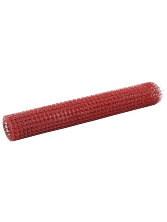 Stiepļu žogs, tērauds ar pvc pārklājumu, 25x1 m, sarkans