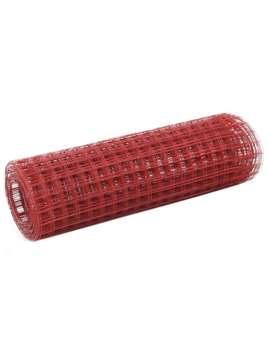 Stiepļu žogs, tērauds ar pvc pārklājumu, 25x0,5 m, sarkans