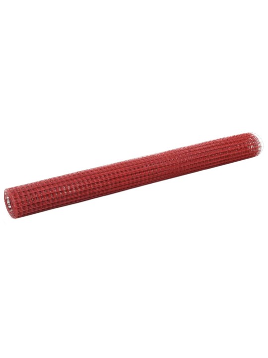 Stiepļu žogs, tērauds ar pvc pārklājumu, 25x1,5 m, sarkans