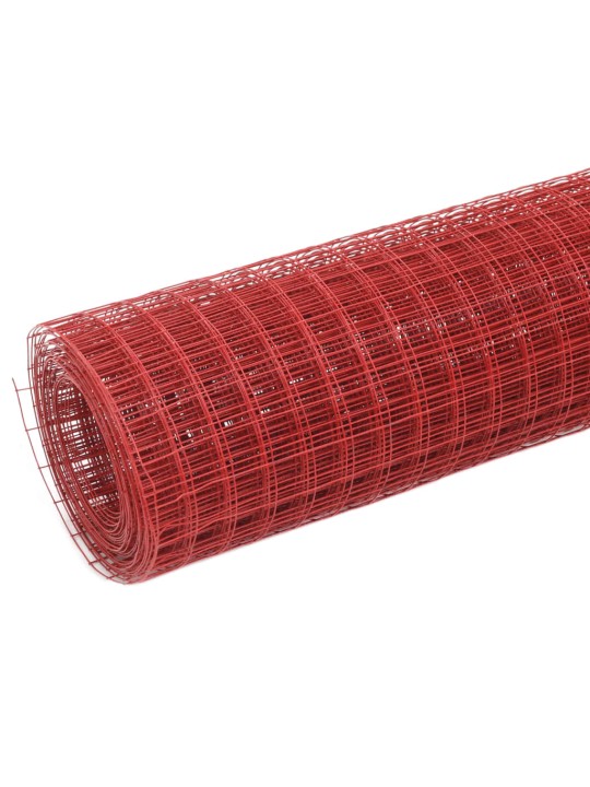 Stiepļu žogs, tērauds ar pvc pārklājumu, 25x1,5 m, sarkans