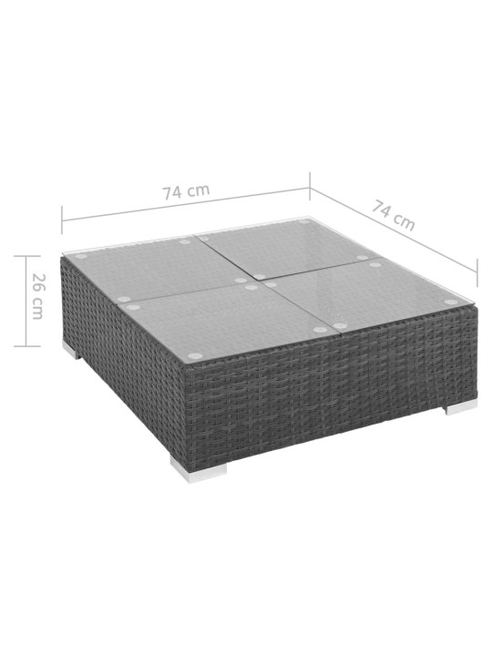 6-daļīgs dārza atpūtas mēbeļu komplekts ar matračiem, PE, melns